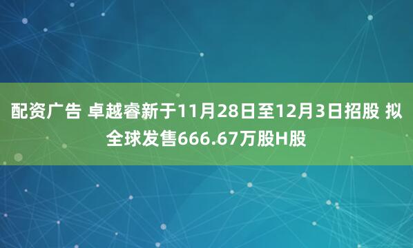 配资广告 卓越睿新于11月28日至12月3日招股 拟全球发售666.67万股H股
