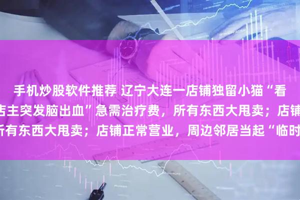 手机炒股软件推荐 辽宁大连一店铺独留小猫“看店”，墙上挂条幅：“店主突发脑出血”急需治疗费，所有东西大甩卖；店铺正常营业，周边邻居当起“临时店长”
